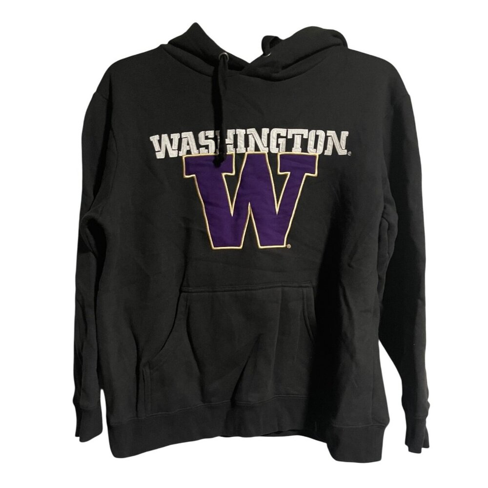 Washington Huskies Box Seat Hoodie Black  Size M Cotton Blend Box Seat